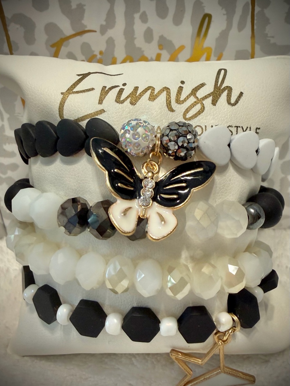 New ERIMISH Bracelets 4 pc - Black & White - Custom Regular, Kids, Or Extended